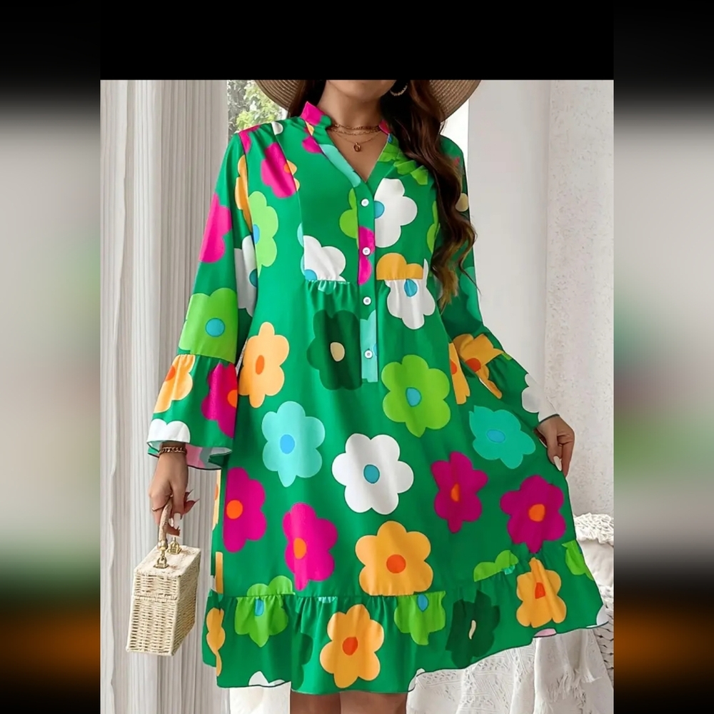 Floral Green Dress